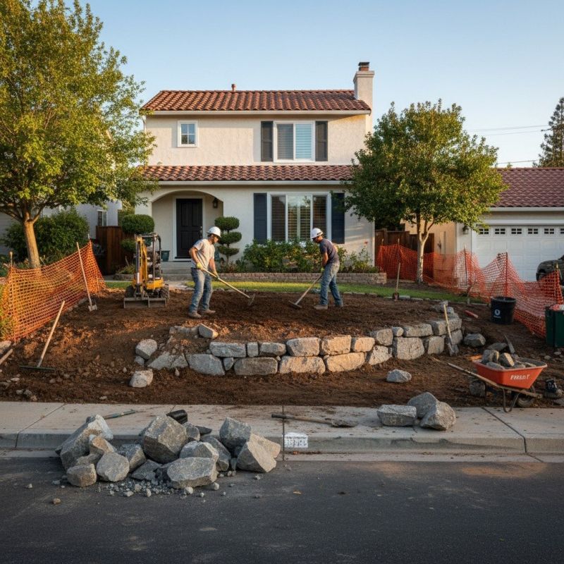 Local Rock Wall Landscaping pros at work